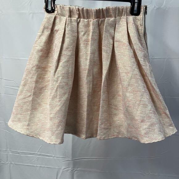 Aritzia Talula Striped Shimmer Pleated Flair Mini Skirt Womens 2 Elasticic Waist - Picture 2 of 11